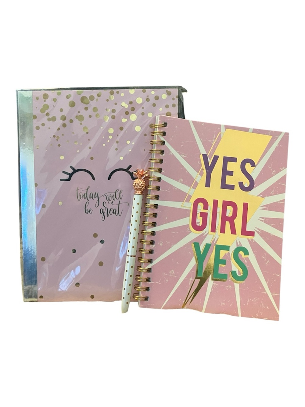 Yes Girl Yes Pink Spiral Notebook Set with Matching Pen